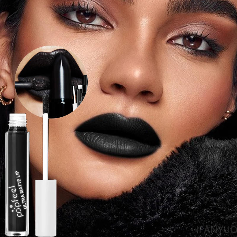 Matte Velvet Lip Tint Long Lasting - Punk Mat Siyah Sıvı Ruj Su