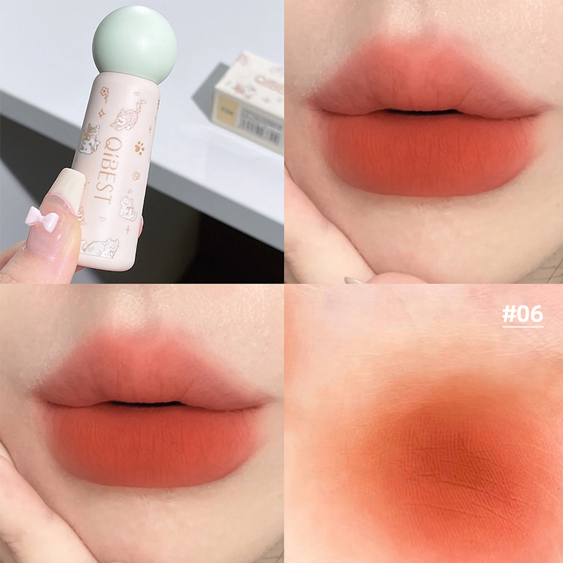 Matte Velvet Lip Tint Long Lasting - QIBEST Sevimli Kadife Mat Dudak Çamuru