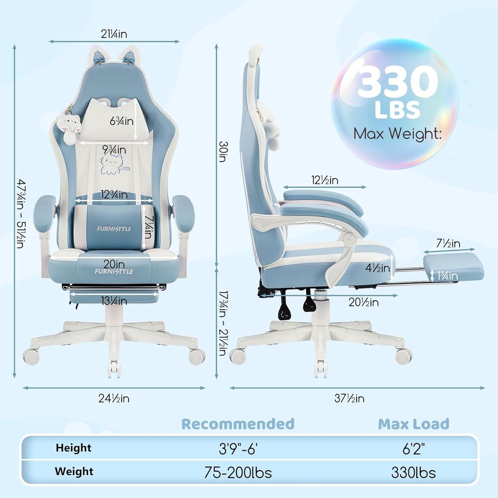 Ergonomik Mavi/Beyaz Oyuncu Ko - Massage incelemesi ve fiyatı